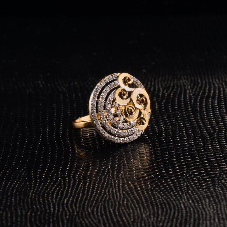 Gold Round AD Designer ring