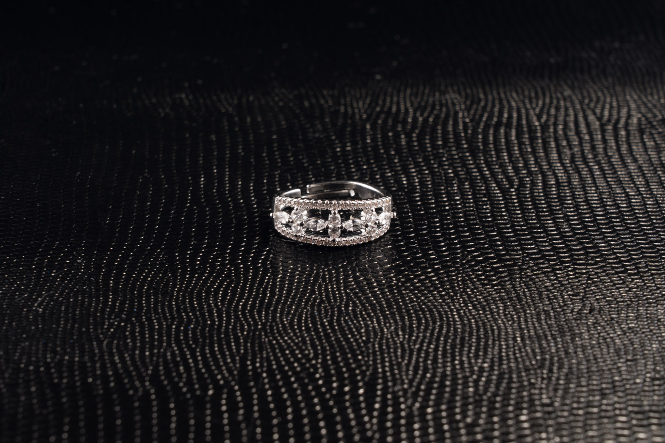 White Gold with AD adjustable ring