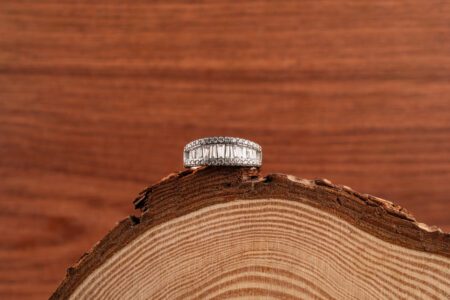 White crystals Band Style AD adjustable Ring