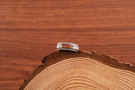 Band Style AD adjustable Ring with Orange Gem