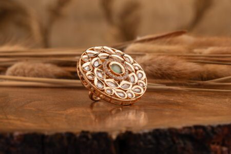 Light Green Stone on Kundan ring