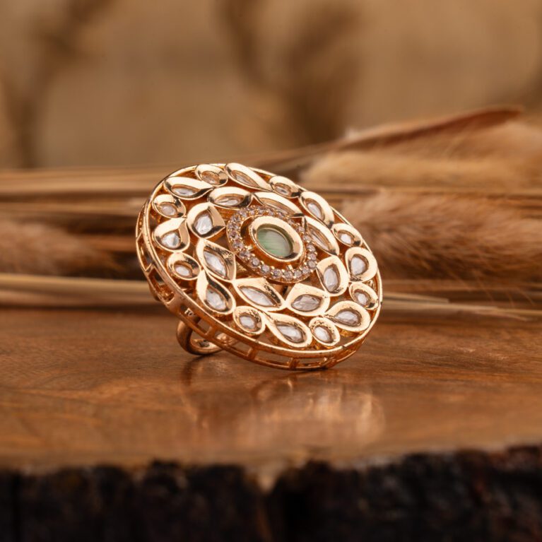 Light Green Stone on Kundan ring