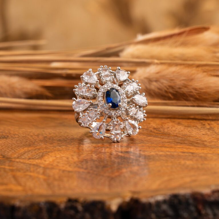 Crown Type ring with Royal Blue Stone Glittering