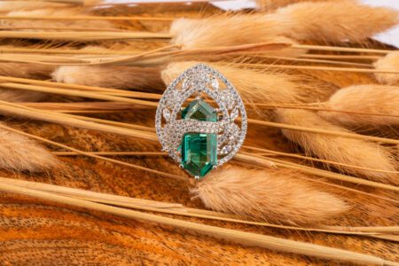 Mint Green Solitaire on White Gold AD ring