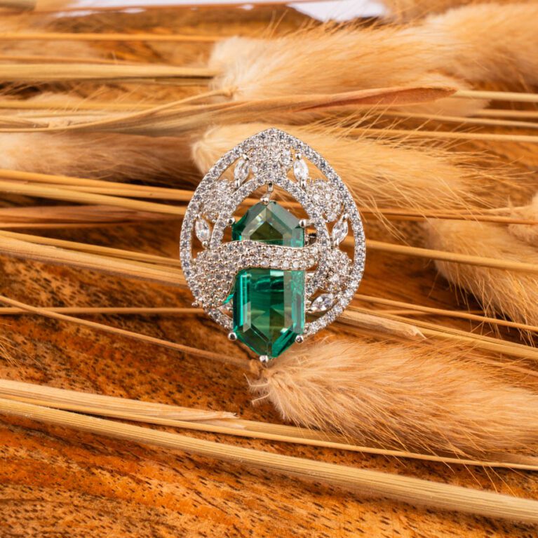 Mint Green Solitaire on White Gold AD ring