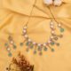 Hanging Aqua Blue Crystals On Gold Polish With perfectly crafted Kundan