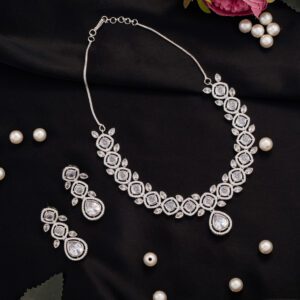 White Crystal Pieces Carved on AD set with sparkling White Gold Base