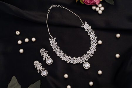 White Crystal Pieces Carved on AD set with sparkling White Gold Base