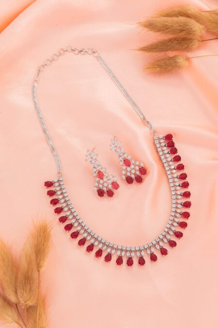 Red Crystals on AD string with White Gold Base gives an Alluring look