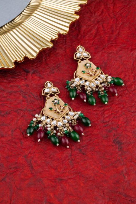 Engraved Stone with Colorful Beads and Pearls