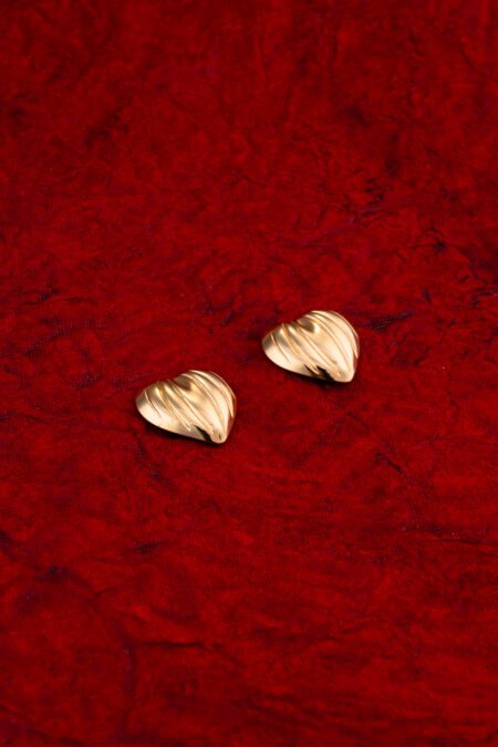 Textured Heart Shaped Gold earings