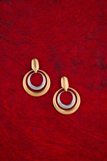 Whitegold and Gold rings Double type Earings