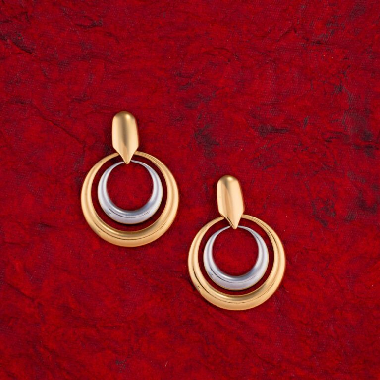 Whitegold and Gold rings Double type Earings
