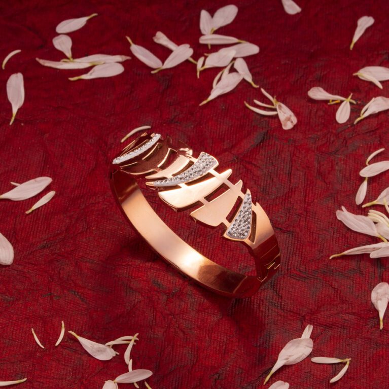 Trendy Rose Gold Bracelet With Sparkling AD