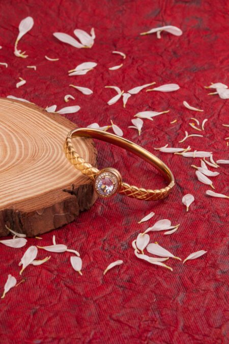 Golden Embossed Bracelet with crystal on the Top