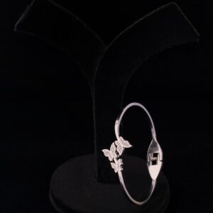 White Gold Sleek Bracelets with Butterfly
