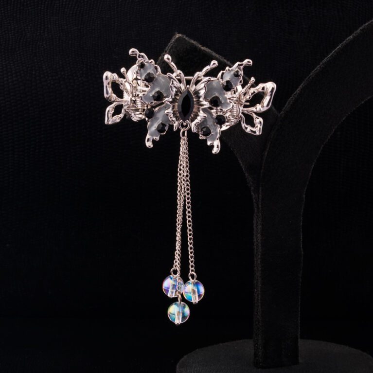 Grey and Black Butterfly on Whitegold Base