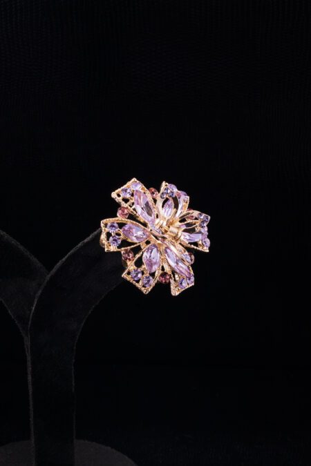 Purple Crystals on Golden Ribbon Style Clutcher