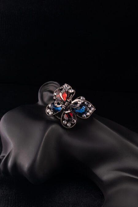 Colored Beads On Gunmetal Clutcher