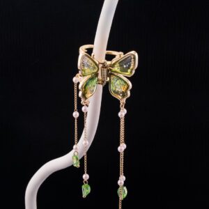 Green Glass Butterfly with Beads Chain Hangings