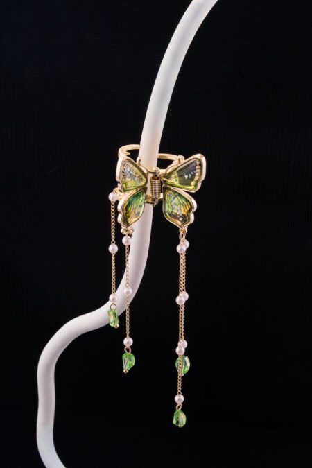 Green Glass Butterfly with Beads Chain Hangings