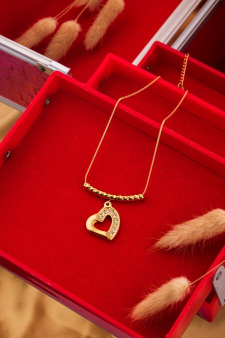 Heart Shape Necklace on Gold Chain