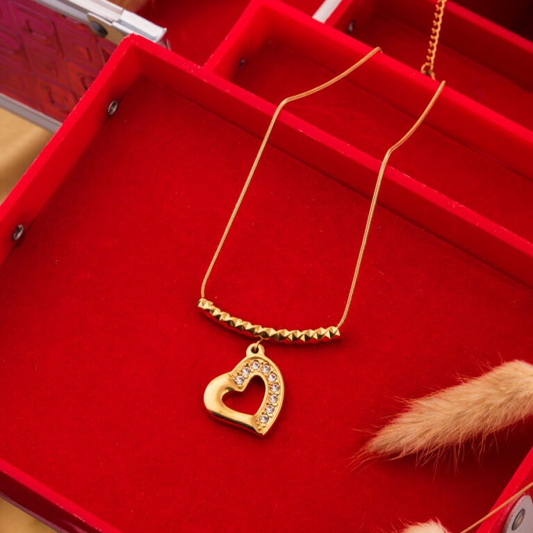 Heart Shape Necklace on Gold Chain