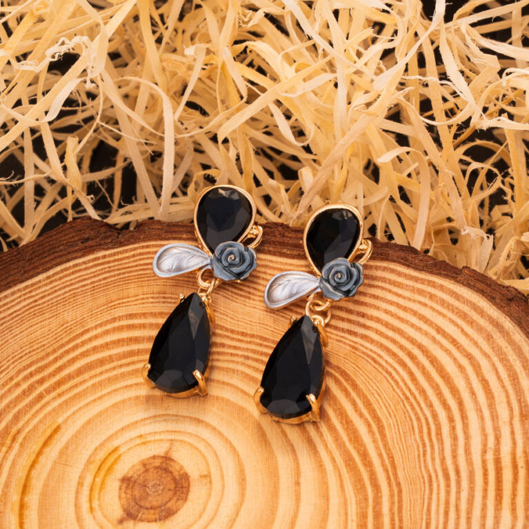 The 'Moonlit Rose' Dangle Earrings