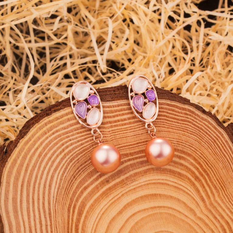 The 'Rosé Mosaic' Pearl Dangles