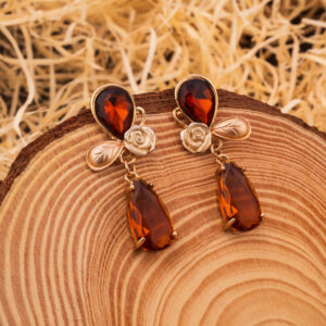 "Autumn Radiance" Amber Teardrop Dangle Earrings