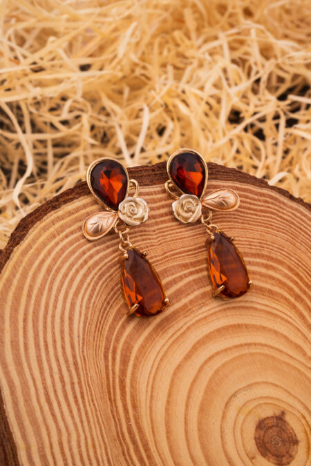 "Autumn Radiance" Amber Teardrop Dangle Earrings