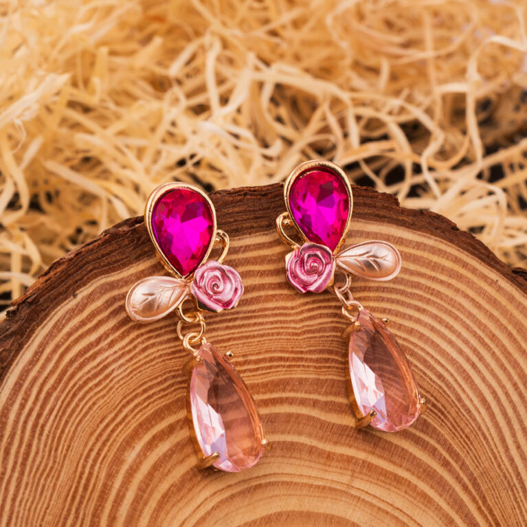 "Rose Garden" Dual-Tone Dangle Earrings