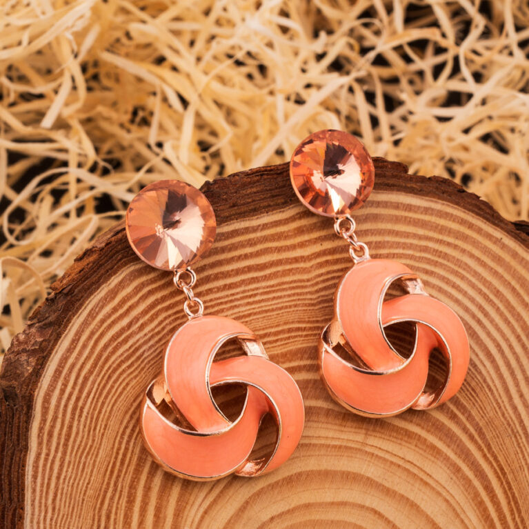 The 'Coral Knot' Geometric Drop Earrings