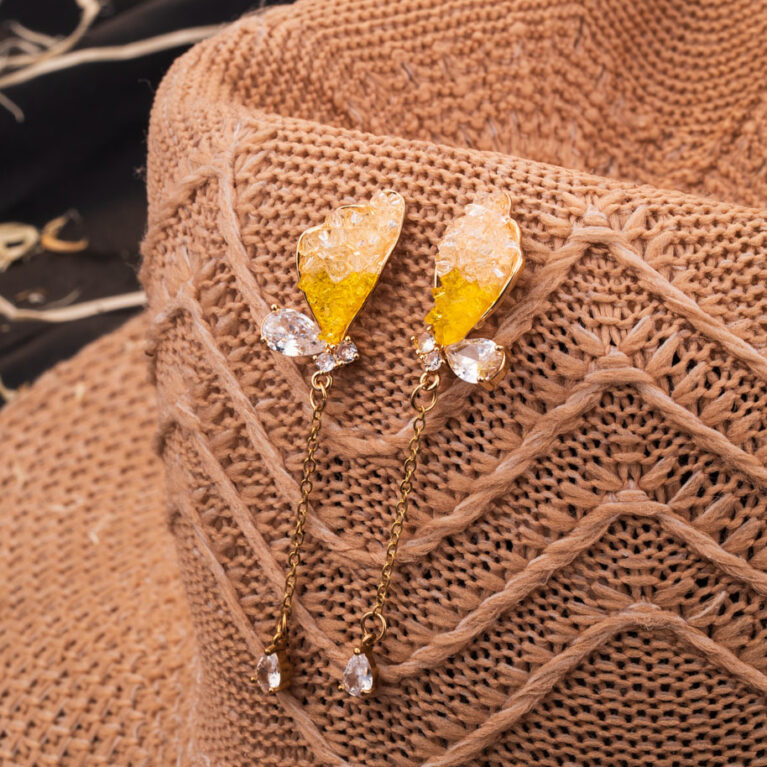 The 'Golden Flight' Chain Drop Earrings