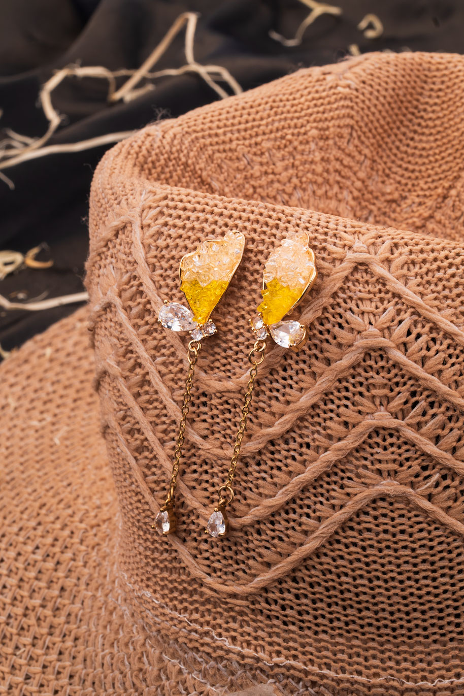 The 'Golden Flight' Chain Drop Earrings