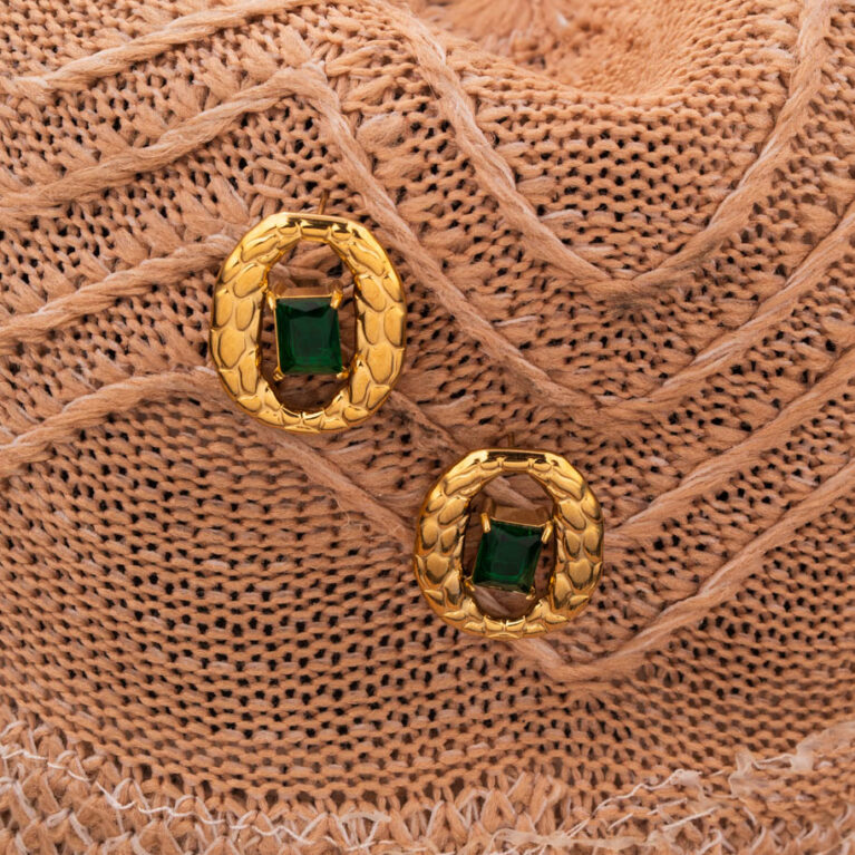 Emerald Aura Stud Earrings