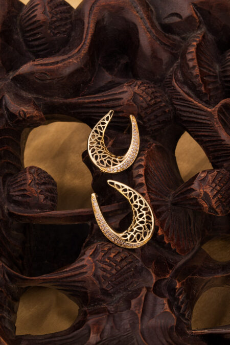 Gold Filigree Crescent Studs