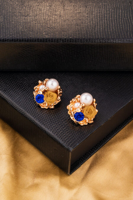 Mixed Media Floral Cluster Stud Earrings