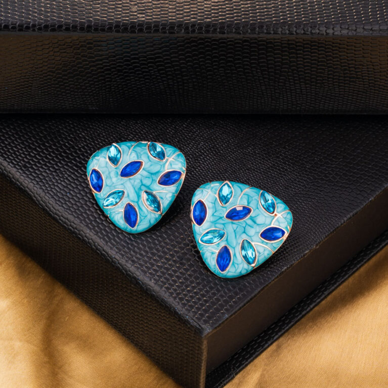 Aqua Shield Gemstone Studs
