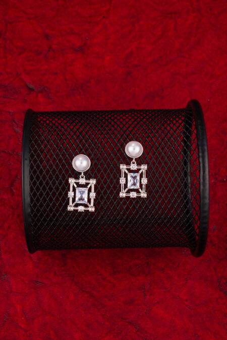 Arctic Pave Pearl Dangles