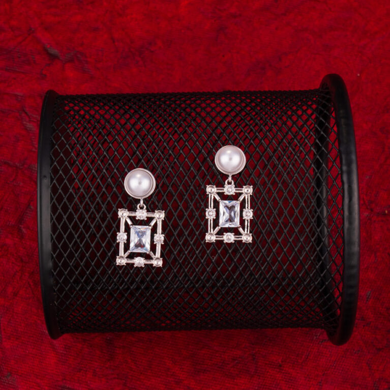 Arctic Pave Pearl Dangles