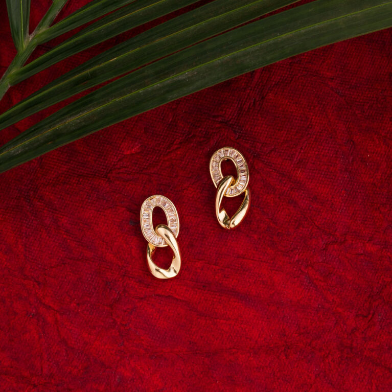 Golden Loop Crystal Earrings