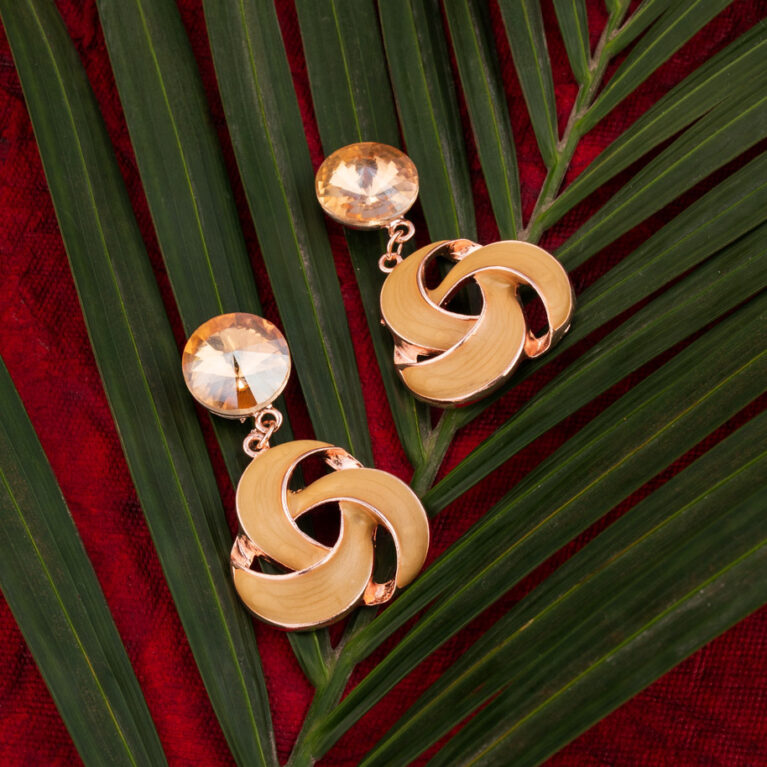 Mustard Knot & Champagne Sparkle Earrings