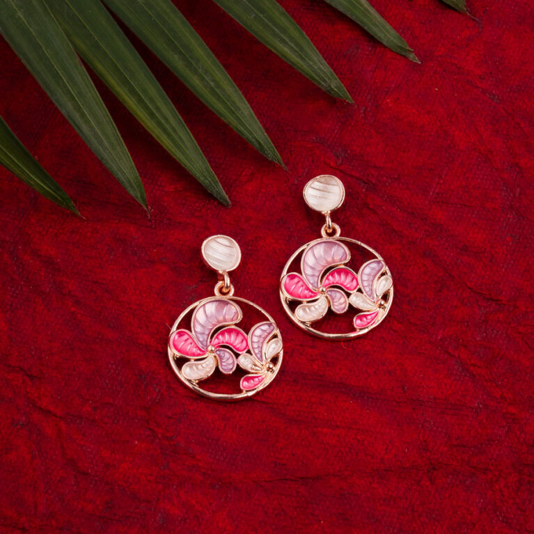 Pink Enamel Earrings